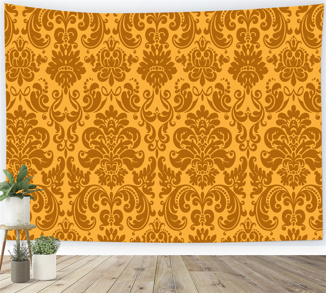 Damask Photography Backdrops Golden Baroque Ornamental Backdrop BRP12-616