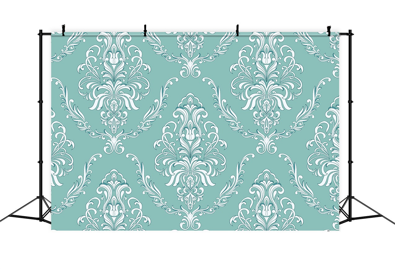 Damask Photo Backdrops Mint Green Floral Ornate Backdrop BRP12-617