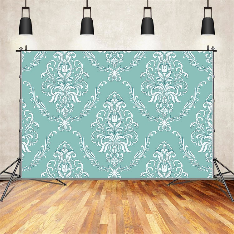 Damask Photo Backdrops Mint Green Floral Ornate Backdrop BRP12-617