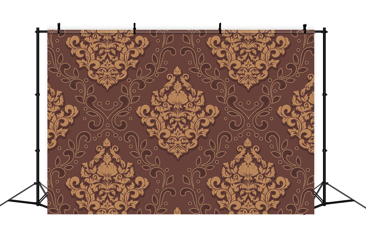 Damask Photo Backdrop Brown Ornamental Floral Backdrop BRP12-620