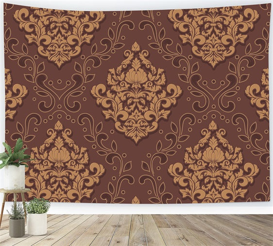 Damask Photo Backdrop Brown Ornamental Floral Backdrop BRP12-620