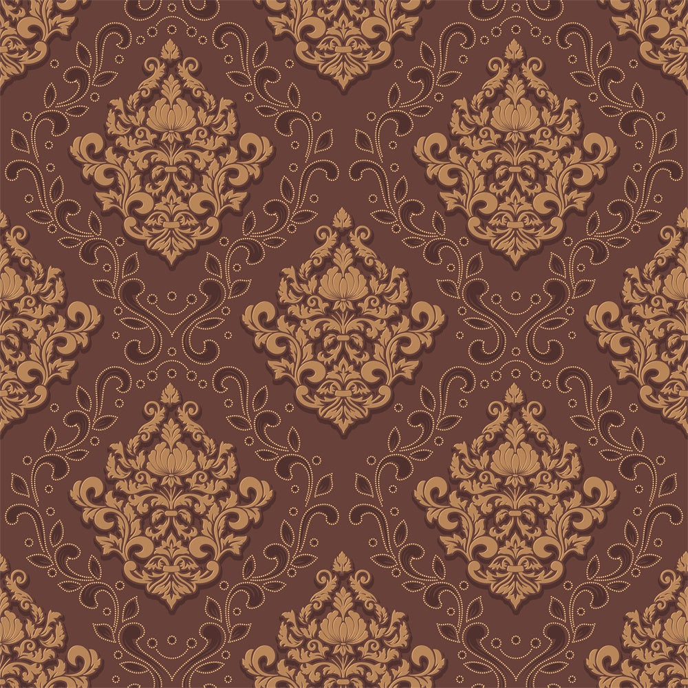 Damask Photo Backdrop Brown Ornamental Floral Backdrop BRP12-620