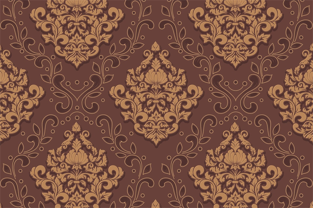 Damask Photo Backdrop Brown Ornamental Floral Backdrop BRP12-620