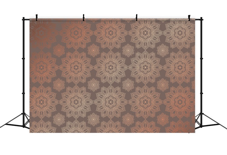 Damask Photography Backdrop Brown Medallion Pattern Backdrop BRP12-621