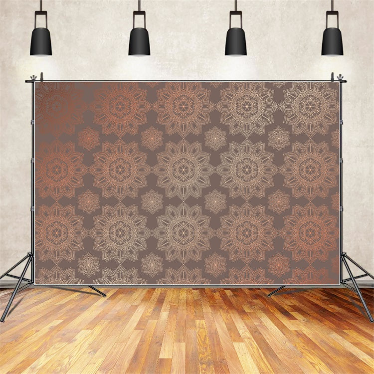 Damask Photography Backdrop Brown Medallion Pattern Backdrop BRP12-621