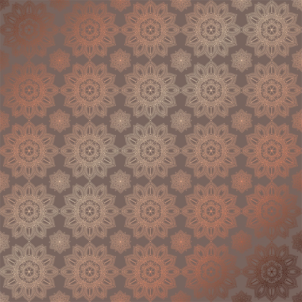 Damask Photography Backdrop Brown Medallion Pattern Backdrop BRP12-621