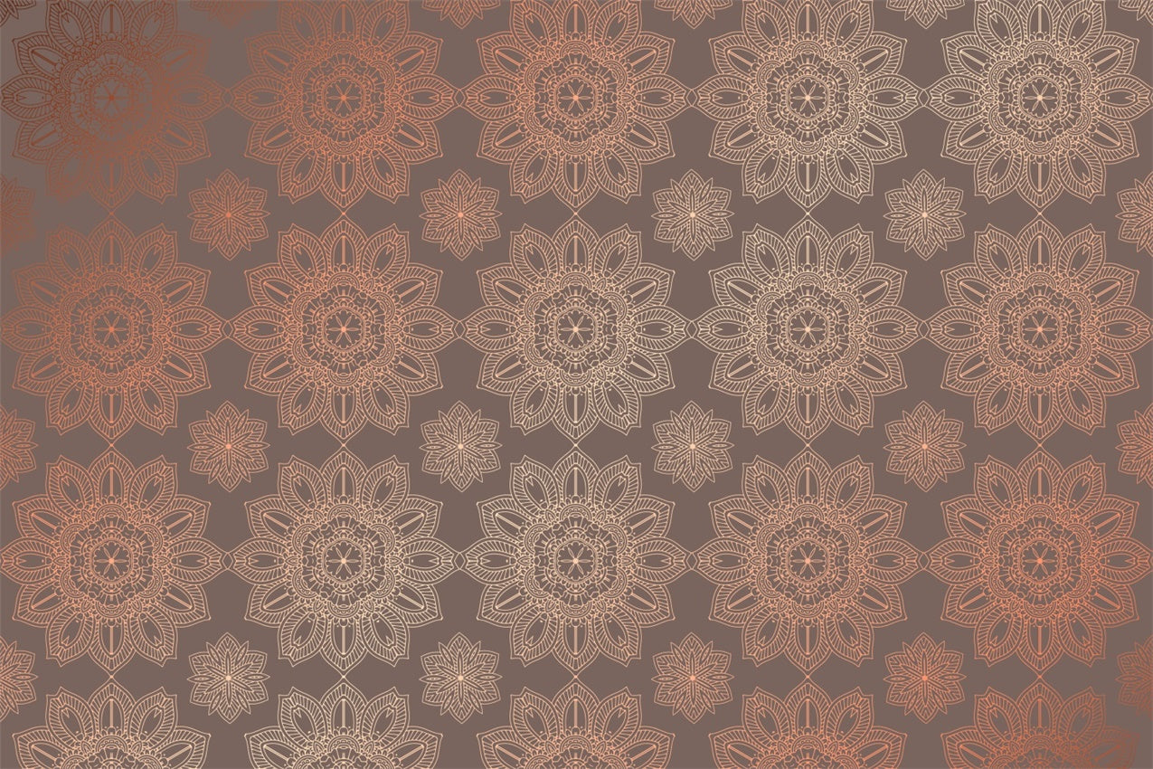 Damask Photography Backdrop Brown Medallion Pattern Backdrop BRP12-621