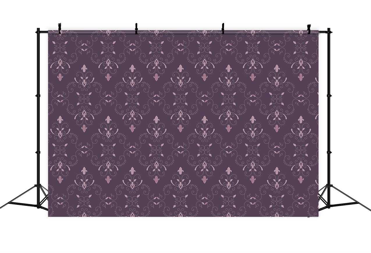 Damask Backdrops Regal Purple Baroque Pattern Backdrop BRP12-623