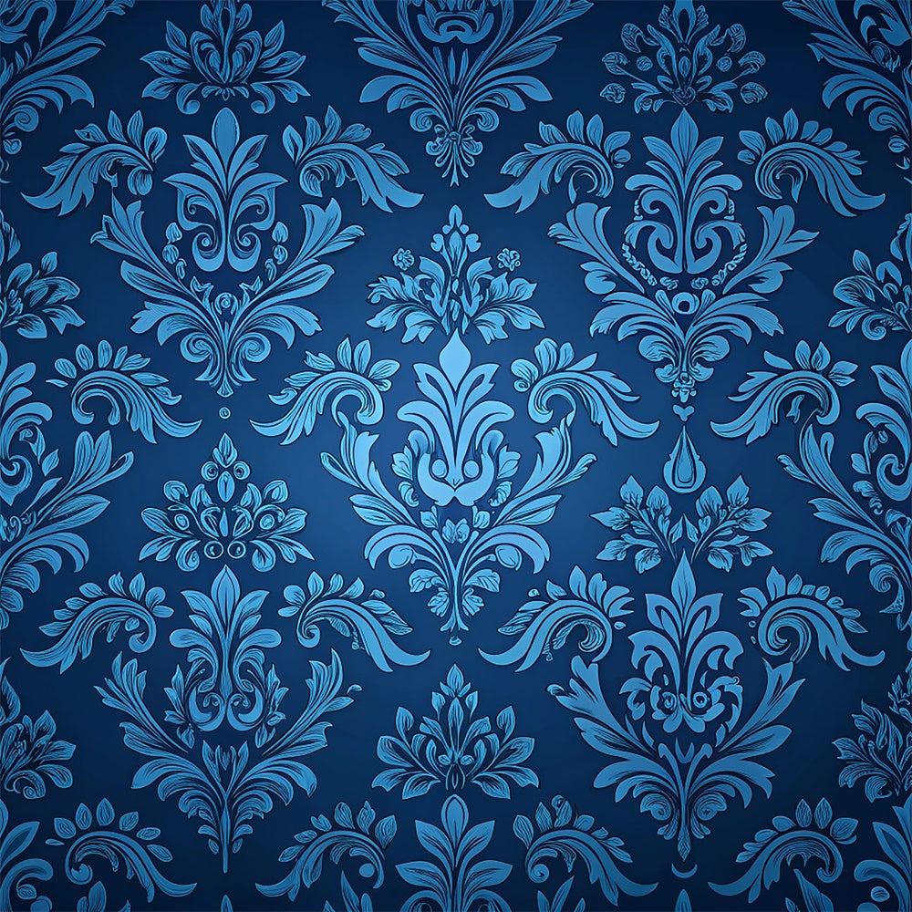 Damask Photo Backdrop Royal Blue Ornamental Floral Backdrop BRP12-624