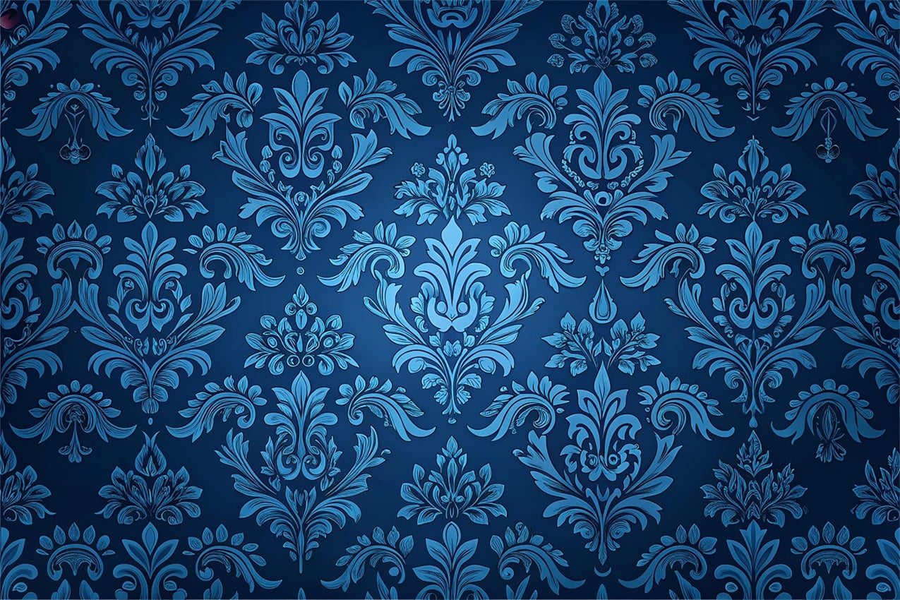 Damask Photo Backdrop Royal Blue Ornamental Floral Backdrop BRP12-624