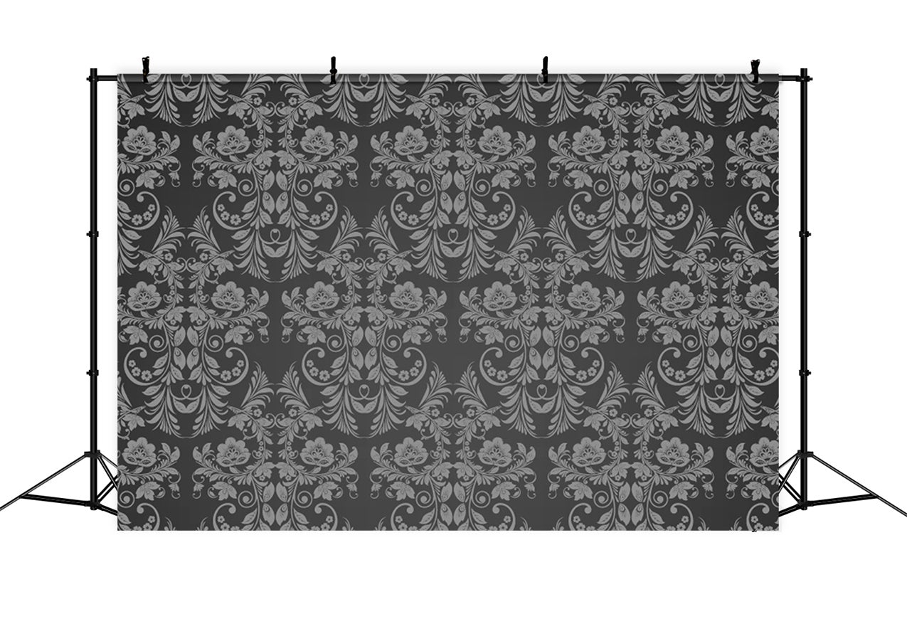 Damask Photography Backdrop Charcoal Grey Design Backdrop BRP12-625