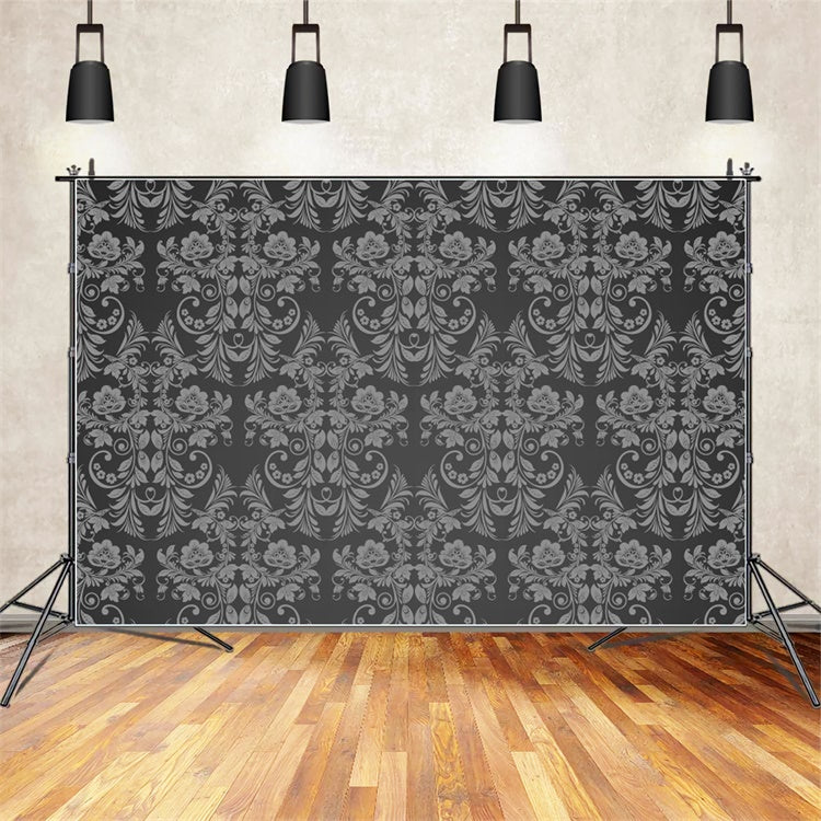 Damask Photography Backdrop Charcoal Grey Design Backdrop BRP12-625