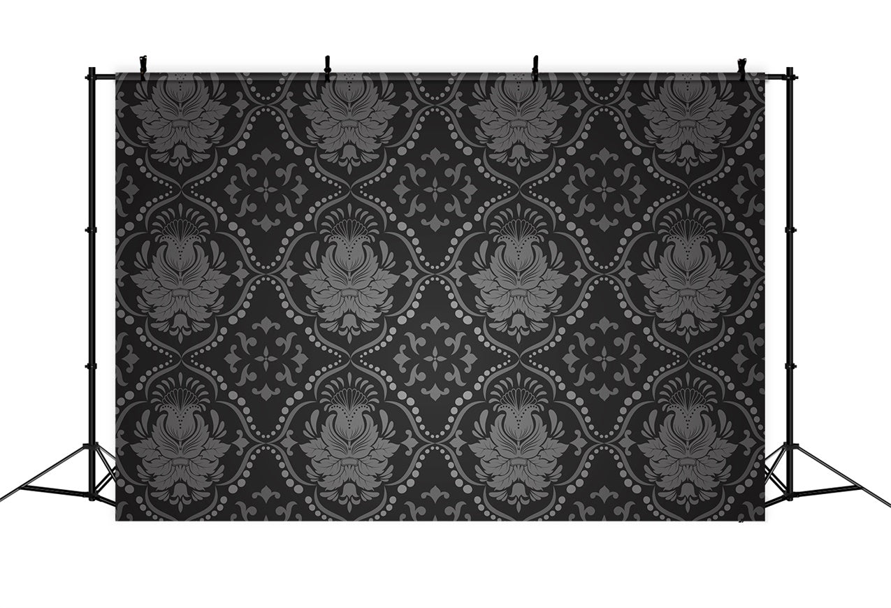 Damask Backdrop Gray Ornate Floral Pattern Backdrop BRP12-626