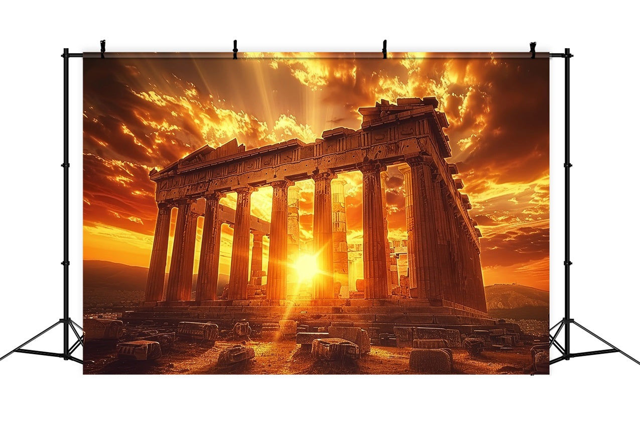 Architecture Backdrop Sunset Ancient Ruins Athens Backdrop BRP12-629