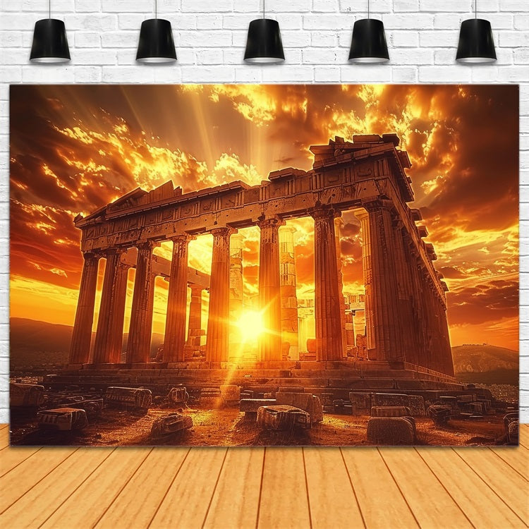 Architecture Backdrop Sunset Ancient Ruins Athens Backdrop BRP12-629