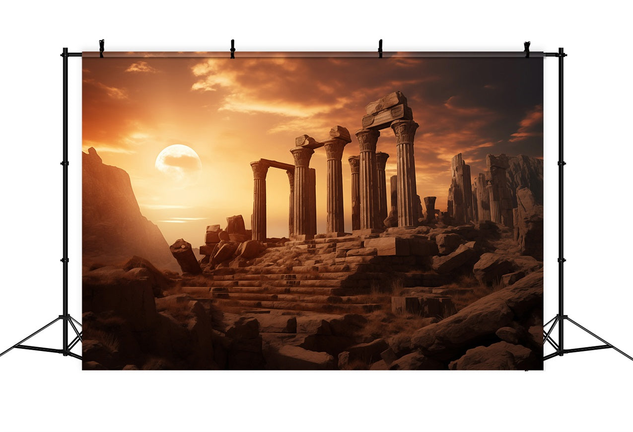 Architecture Backdrop Ancient Ruins Moonlit Dusk Backdrop BRP12-630