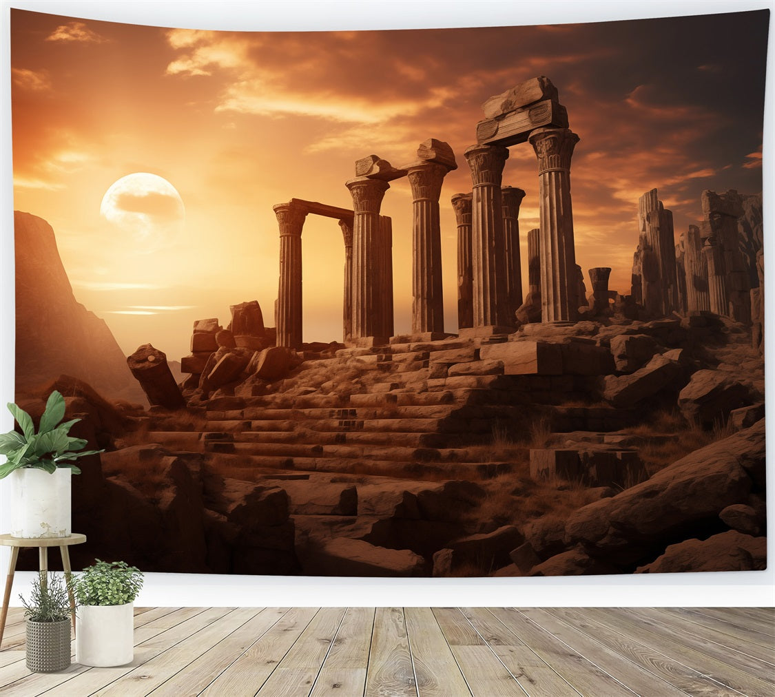 Architecture Backdrop Ancient Ruins Moonlit Dusk Backdrop BRP12-630