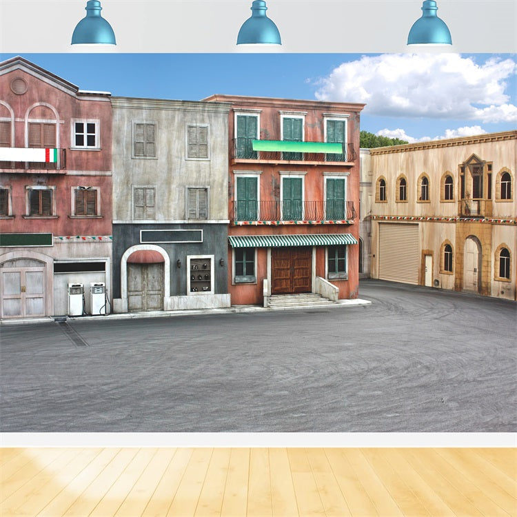 Architecture Backdrop Charming Village Streets Vintage Backdrop BRP12-632