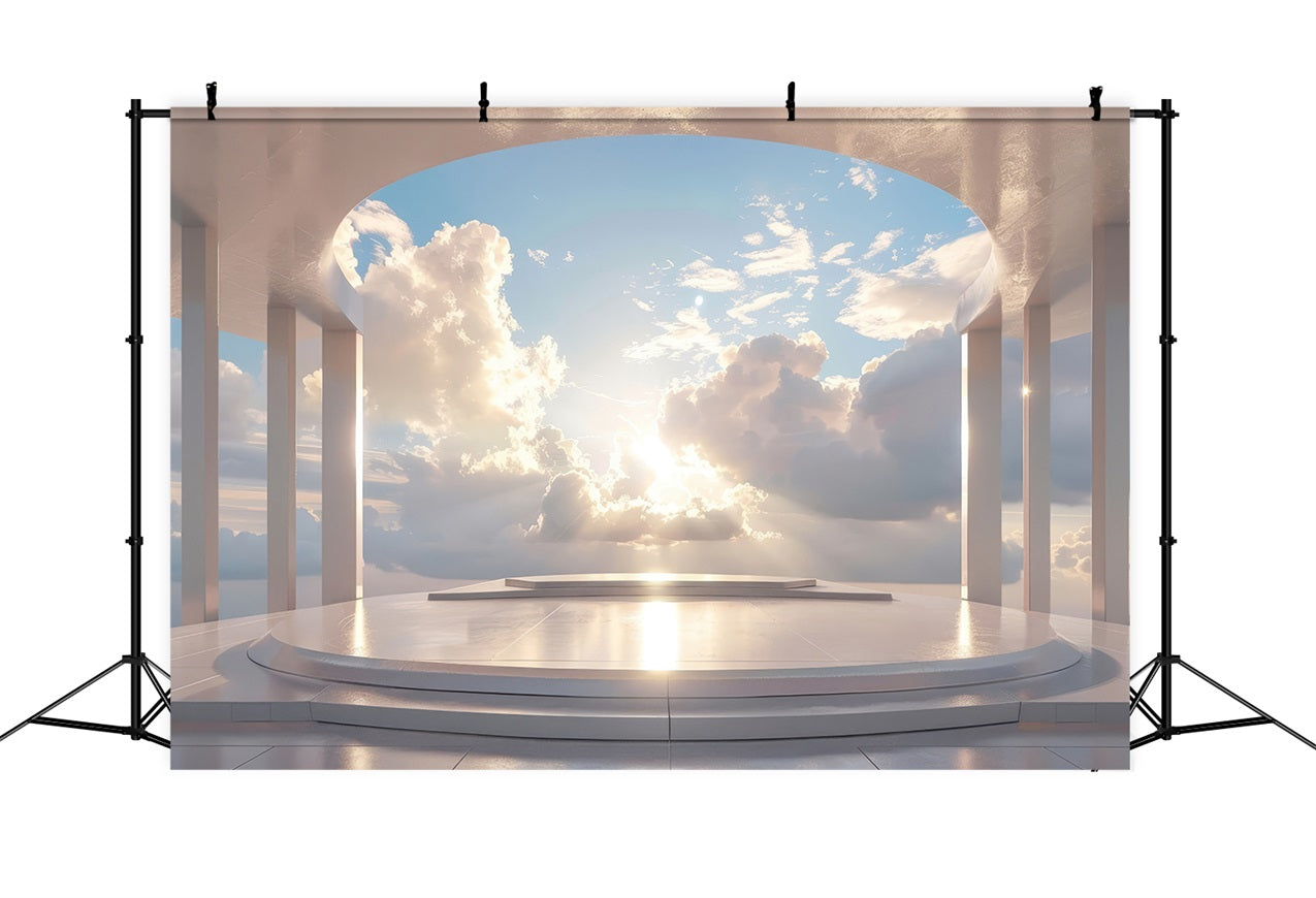 Architecture Backdrop White Arched Balcony Cloudscape Backdrop BRP12-636