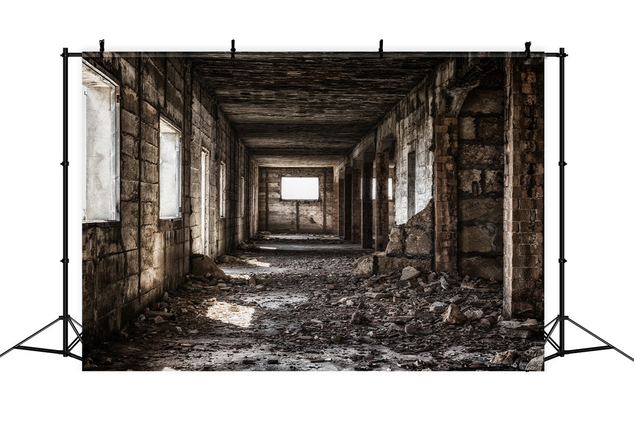 Architecture Backdrop Industrial Hallway Crumbling Walls Backdrop BRP12-637