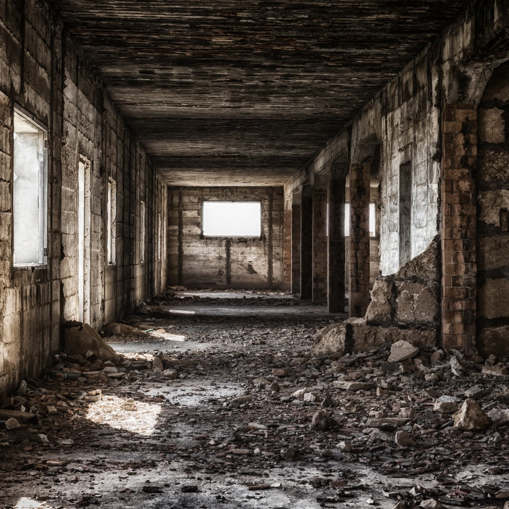 Architecture Backdrop Industrial Hallway Crumbling Walls Backdrop BRP12-637