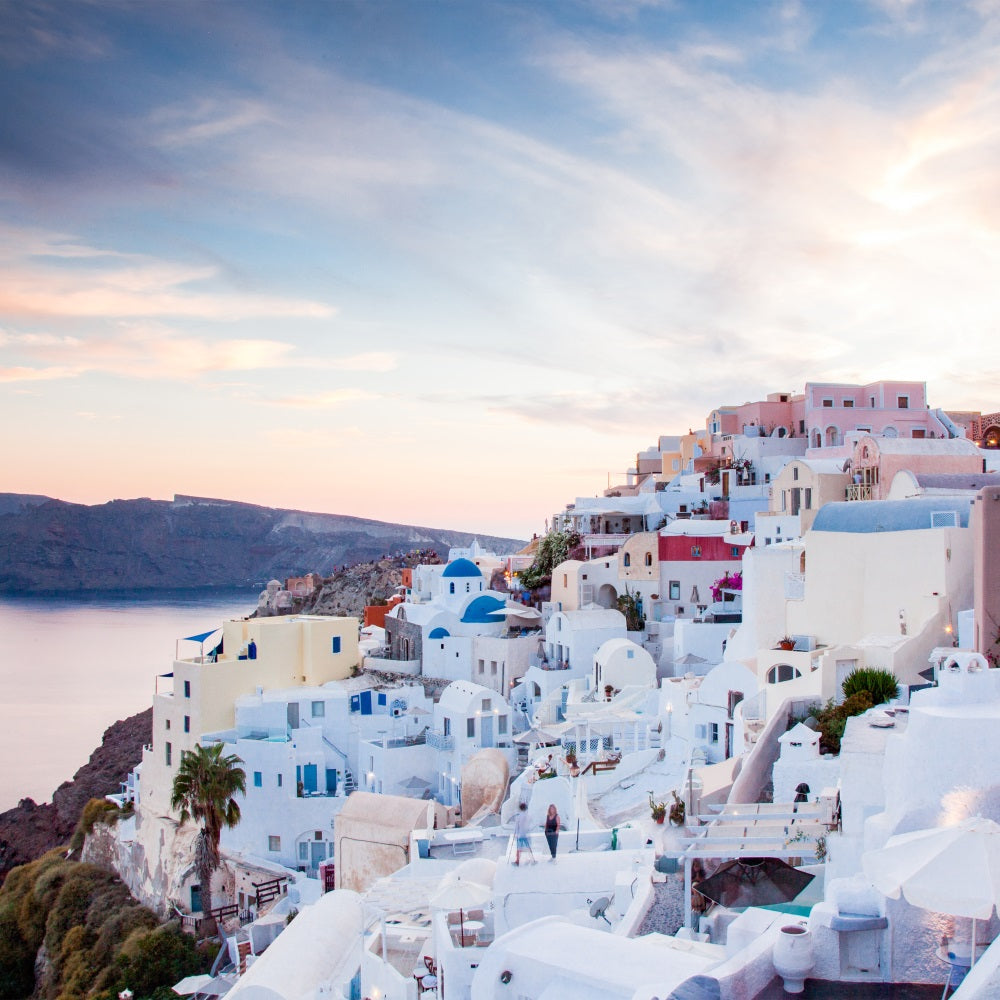 Architecture Backdrop Santorini Cliffside Village Sunset Backdrop BRP12-639