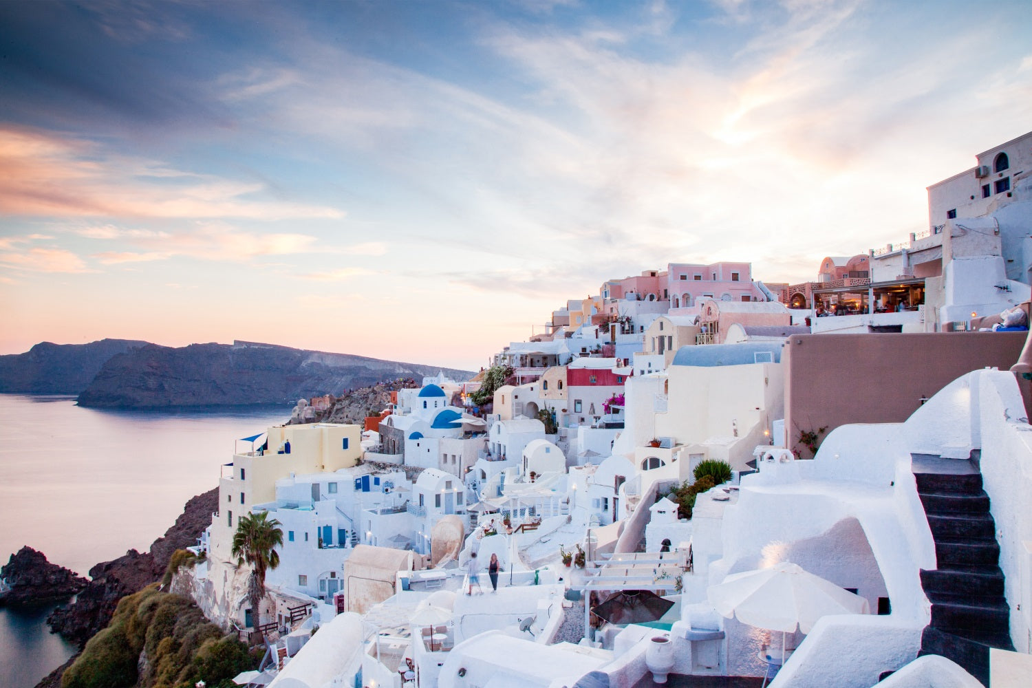 Architecture Backdrop Santorini Cliffside Village Sunset Backdrop BRP12-639