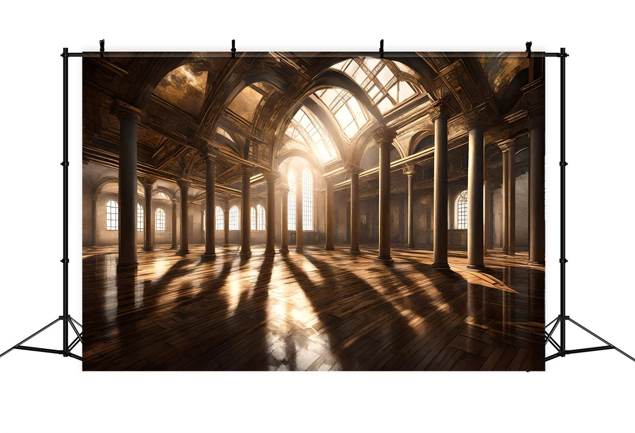 Architecture Backdrop Golden Sunlight Arched Windows Backdrop BRP12-645