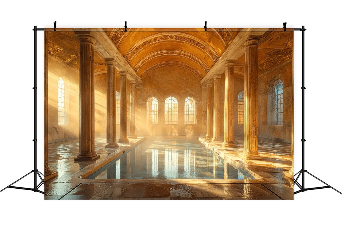 Architecture Backdrop Sunlit Indoor Pool Marble Backdrop BRP12-646