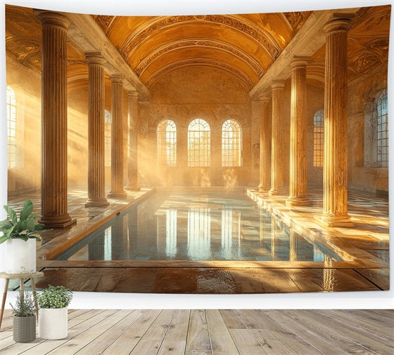 Architecture Backdrop Sunlit Indoor Pool Marble Backdrop BRP12-646