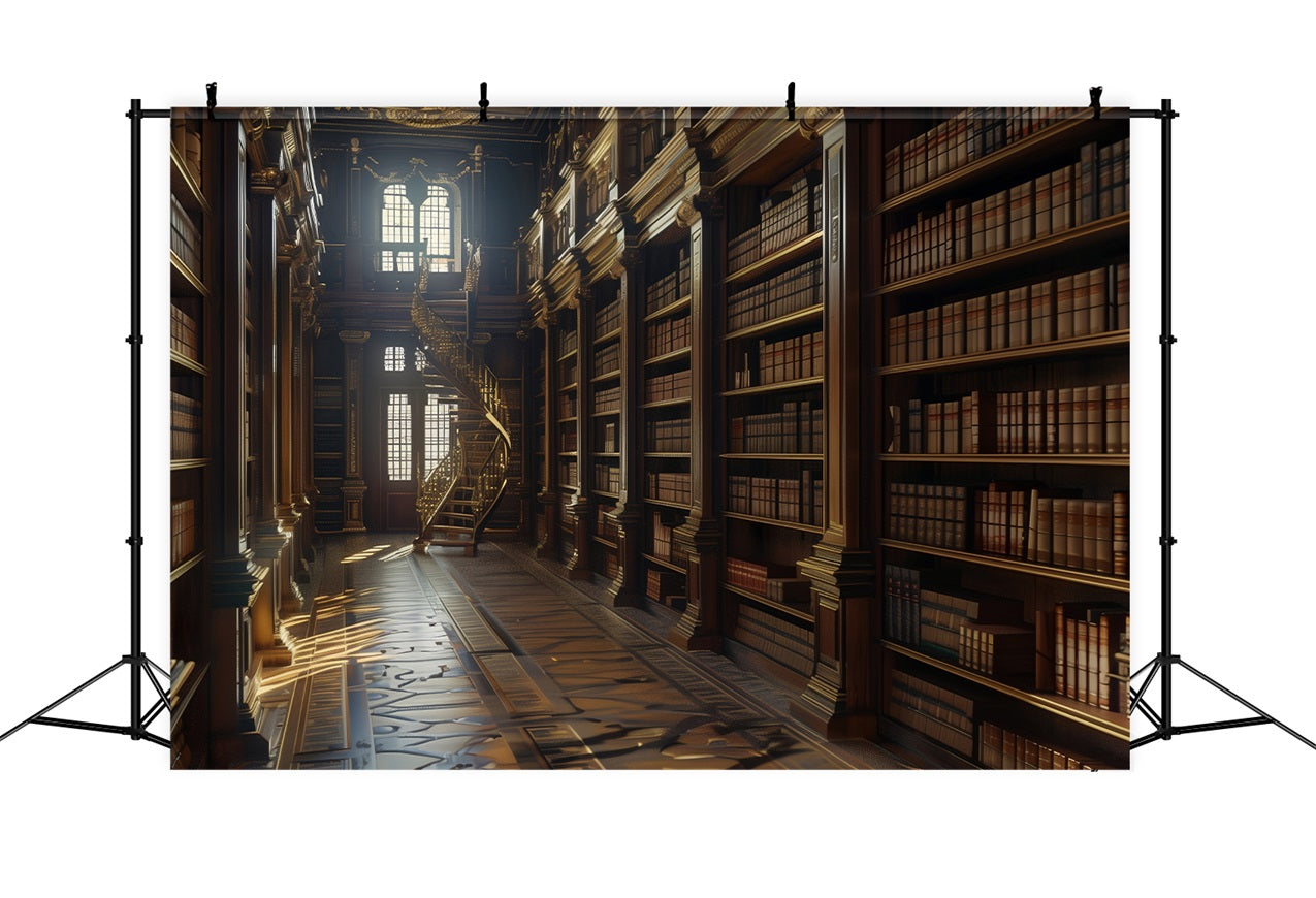 Architecture Backdrop Renaissance Library Spiral Staircase Backdrop BRP12-651