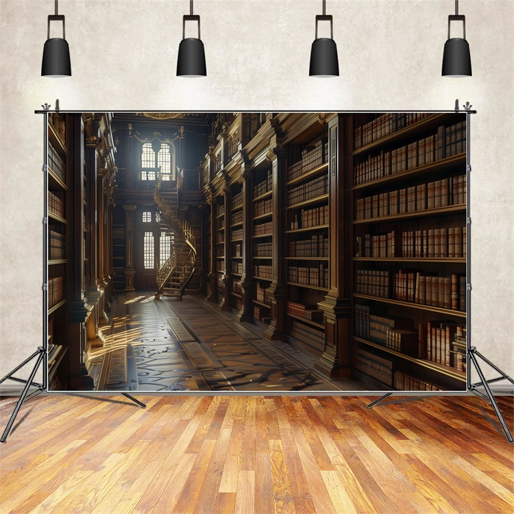 Architecture Backdrop Renaissance Library Spiral Staircase Backdrop BRP12-651