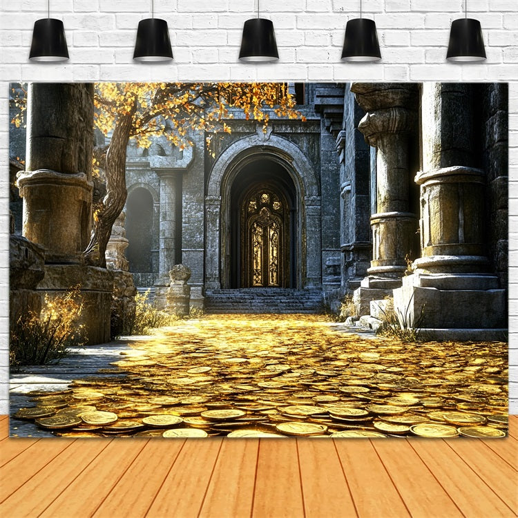 Architecture Backdrop Legendary Gold-Paved Royal Entrance Backdrop BRP12-653