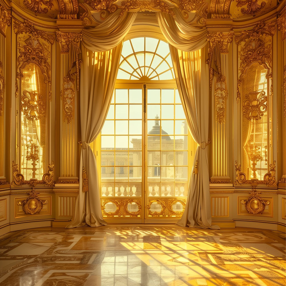 Architecture Backdrop Majestic Golden Palace Windows Backdrop BRP12-655