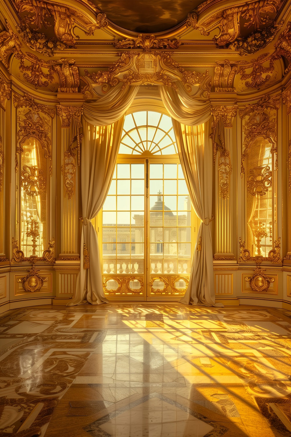 Architecture Backdrop Majestic Golden Palace Windows Backdrop BRP12-655