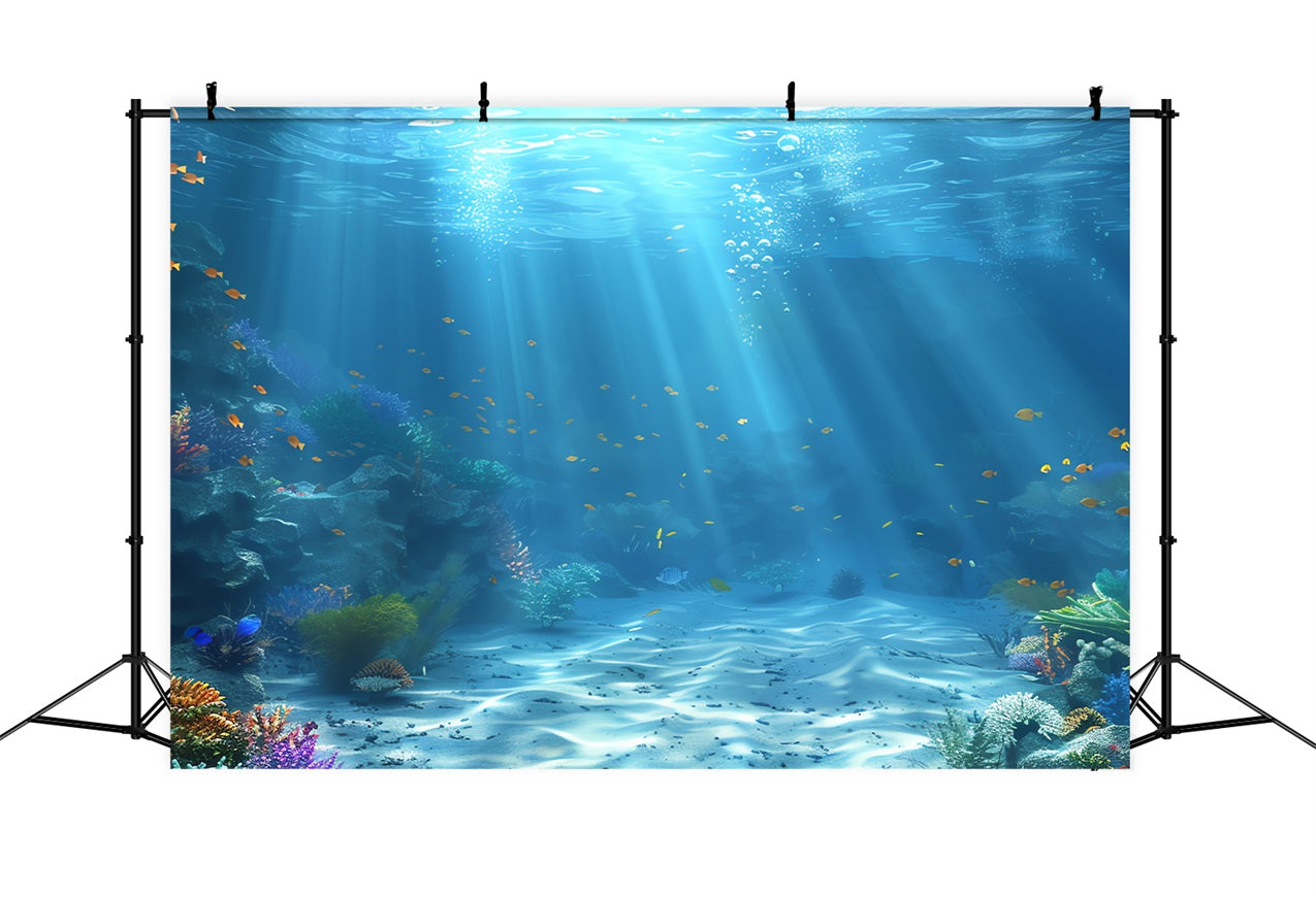 Mermaid Backdrop Vibrant Coral Reef Colorful Fish Backdrop BRP12-66