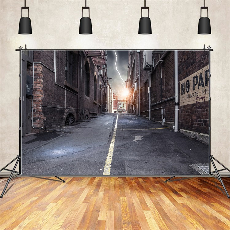 Architecture Backdrop Thunderstorm Vintage Brick Alley Backdrop BRP12-662