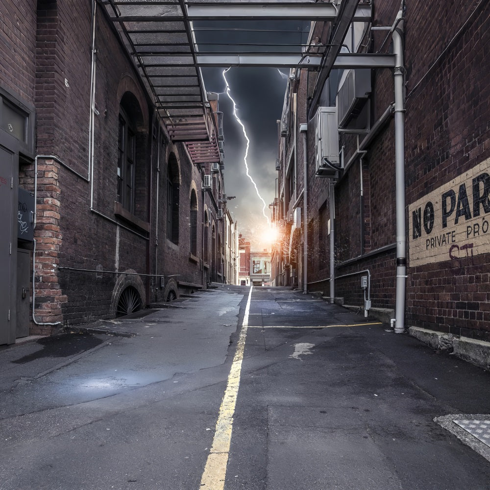 Architecture Backdrop Thunderstorm Vintage Brick Alley Backdrop BRP12-662