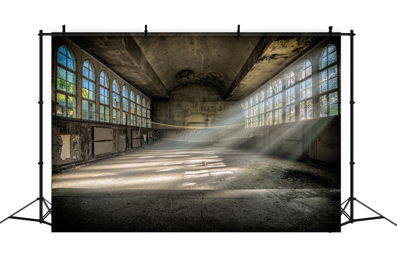 Architecture Backdrop Abandoned Sports Court Windows Backdrop BRP12-664