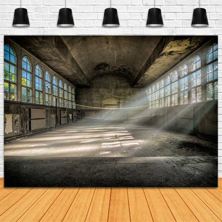 Architecture Backdrop Abandoned Sports Court Windows Backdrop BRP12-664