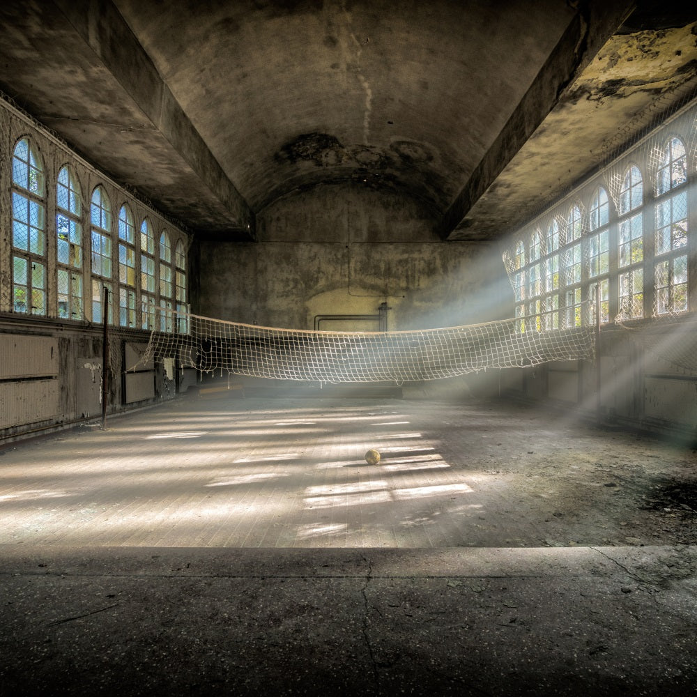 Architecture Backdrop Abandoned Sports Court Windows Backdrop BRP12-664