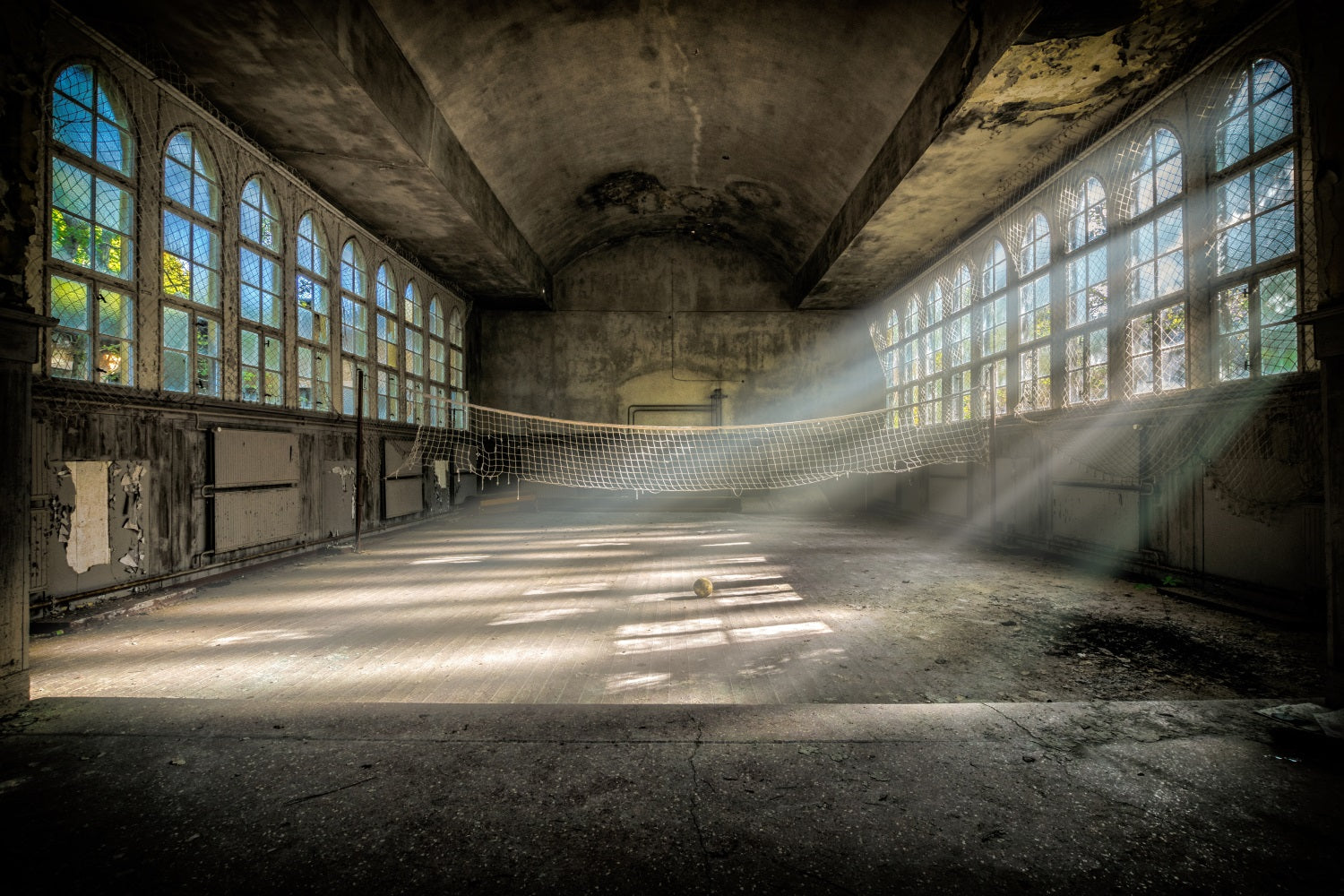 Architecture Backdrop Abandoned Sports Court Windows Backdrop BRP12-664