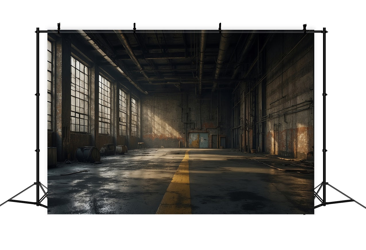 Architecture Backdrop Abandoned Factory Sunlit Windows Backdrop BRP12-665