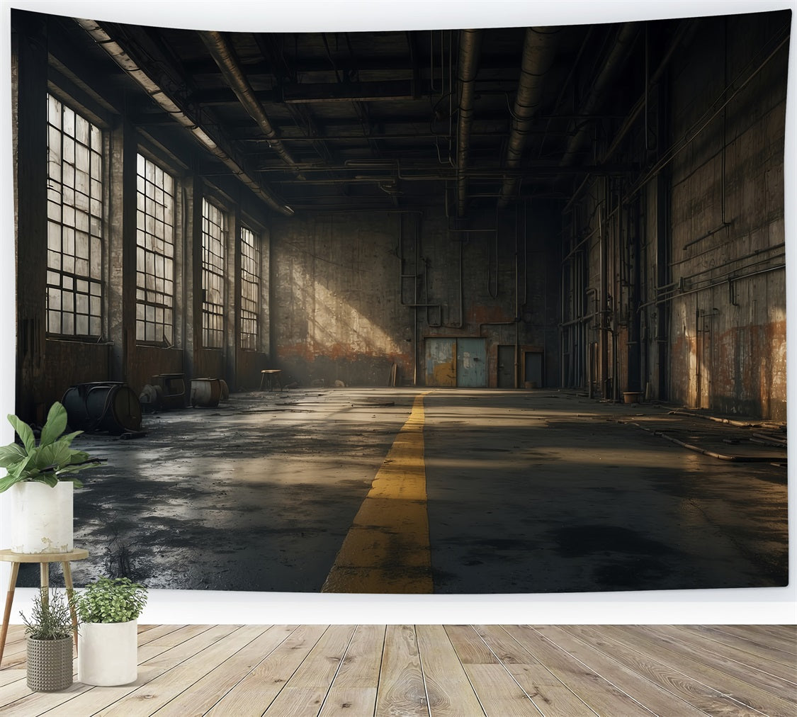 Architecture Backdrop Abandoned Factory Sunlit Windows Backdrop BRP12-665