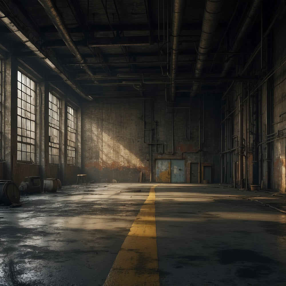 Architecture Backdrop Abandoned Factory Sunlit Windows Backdrop BRP12-665