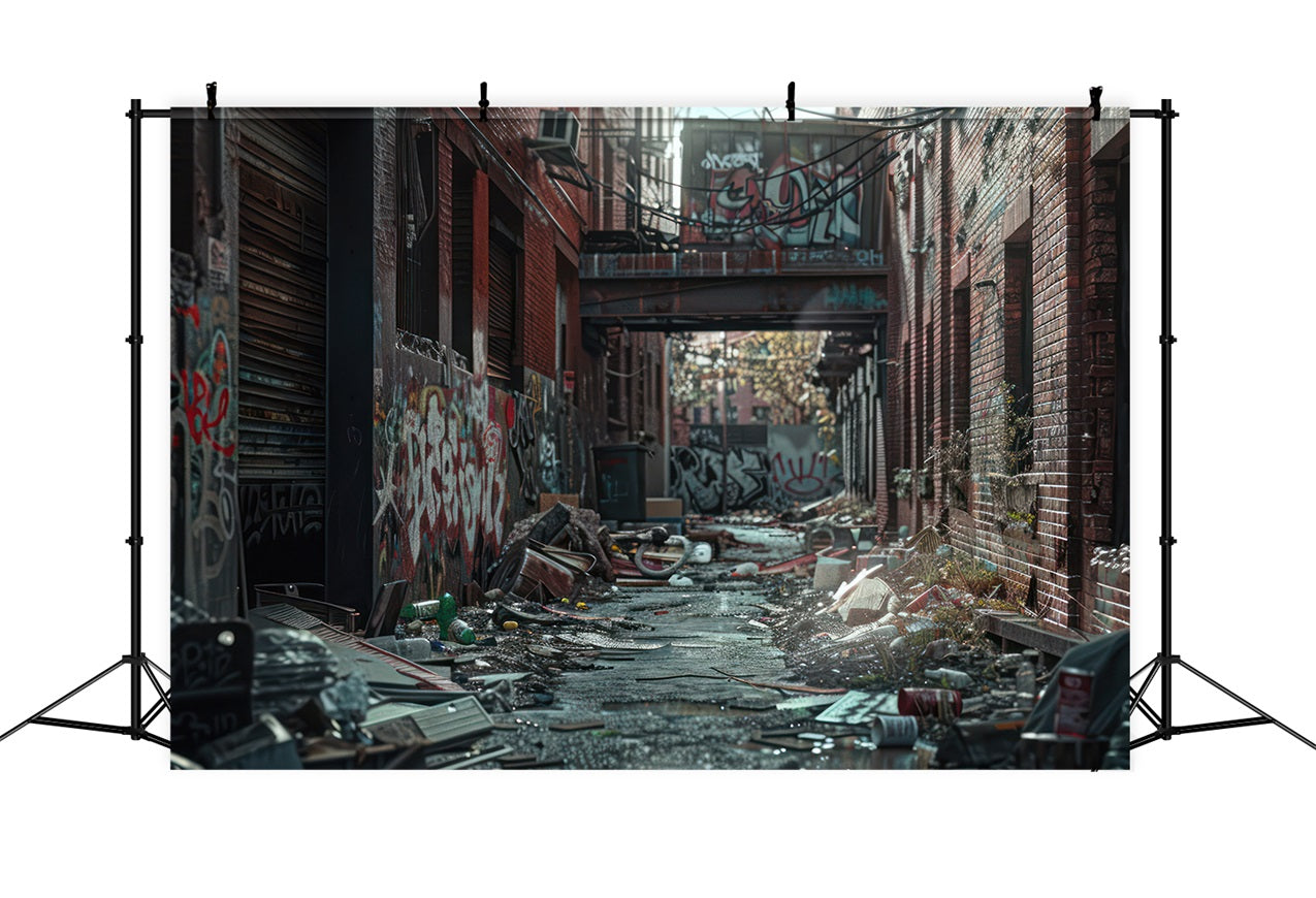 Architecture Backdrop Graffiti Alley Trash Scattered Backdrop BRP12-667