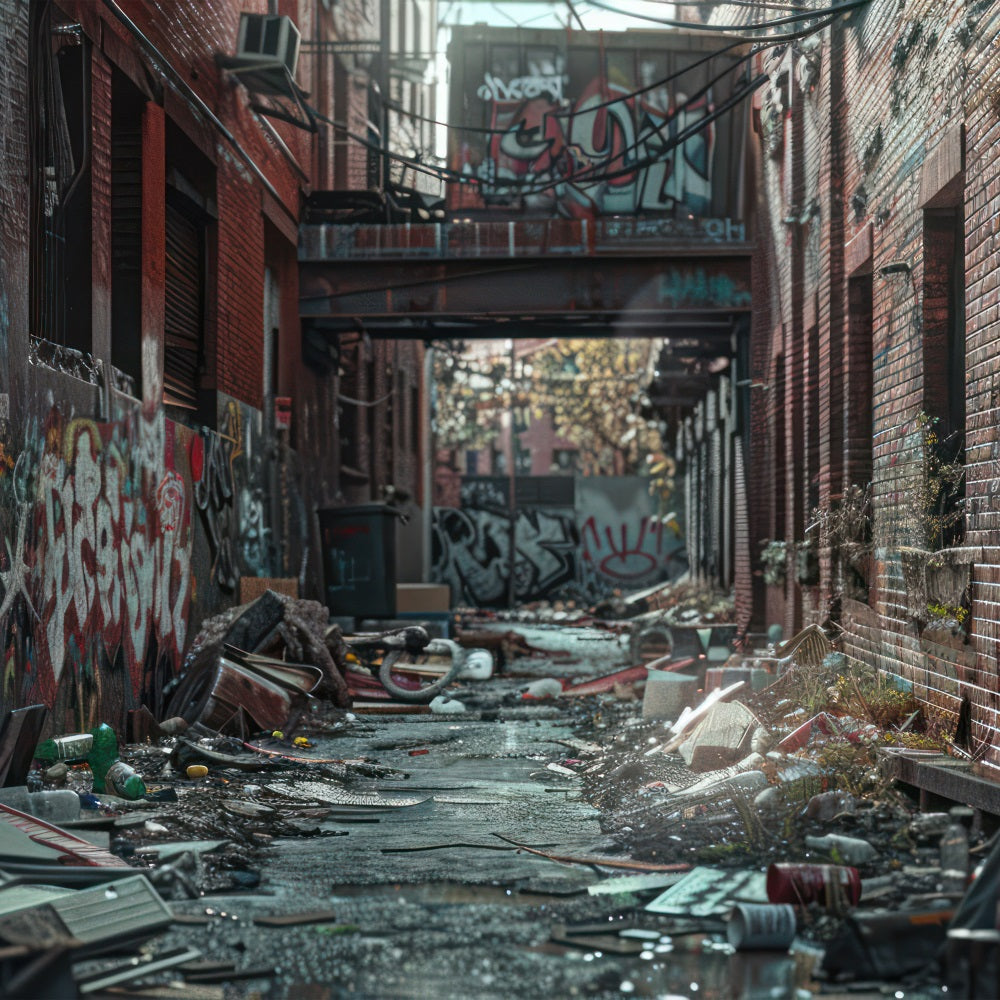 Architecture Backdrop Graffiti Alley Trash Scattered Backdrop BRP12-667