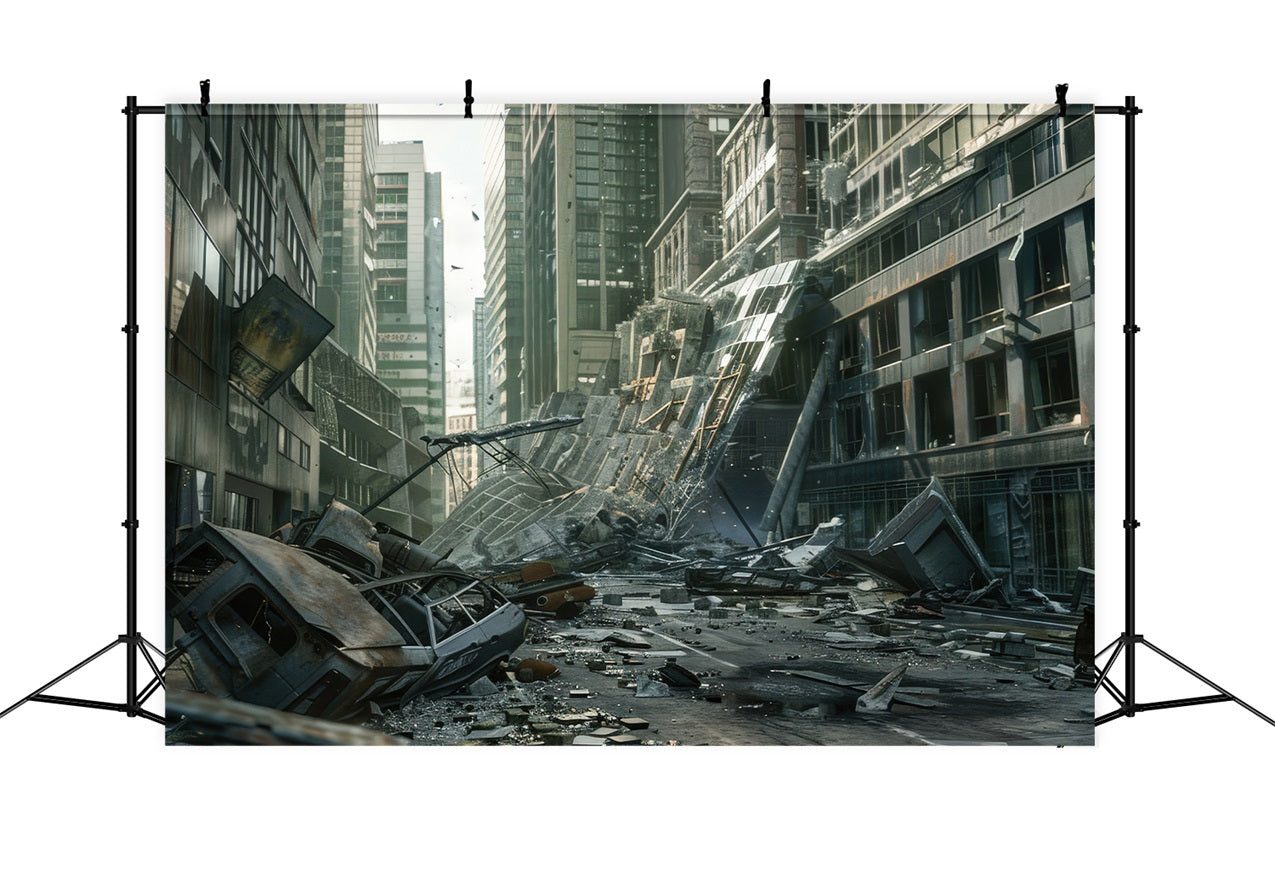 Architecture Backdrop Collapsed Skyscrapers Urban Tragedy Backdrop BRP12-668