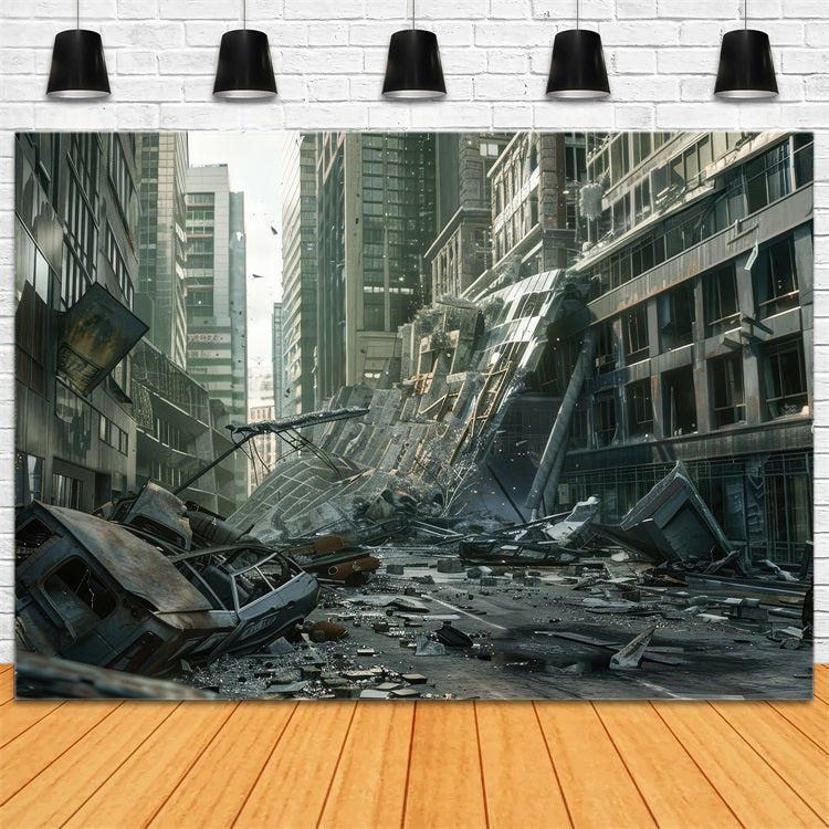 Architecture Backdrop Collapsed Skyscrapers Urban Tragedy Backdrop BRP12-668