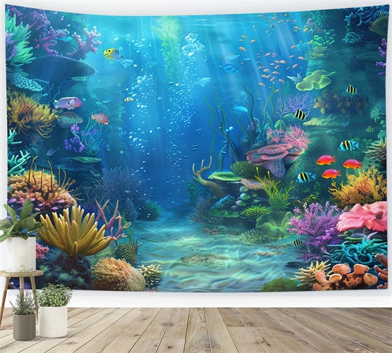 Mermaid Photo Backdrop Underwater Scene Coral Reef Backdrop BRP12-67